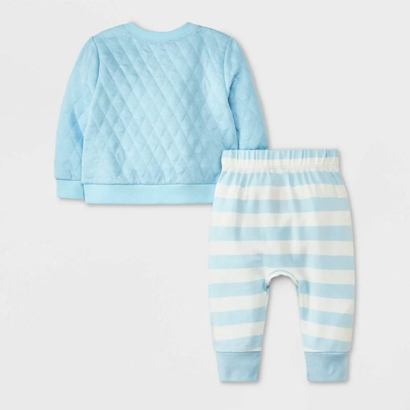 Baby 'Happy Together' Graphic Top & Bottom Set - Cat & Jack™ Blue 3-6 0-3 NEW - Picture 2 of 10